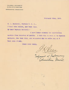 Lot #6128 John Krom Rees Typed Letter Signed - Image 1