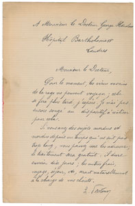 Lot #6044 Louis Pasteur Letter Signed