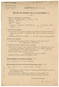 Lot #6007 Marie Curie Document Signed - Image 1