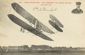 Lot #6196 Orville Wright and Charles de Lambert Signed Program and Photographs - Image 1