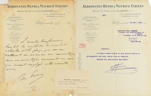 Lot #6213 Maurice Farman Autograph Letter Signed