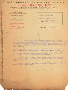 Lot #6203 Louis Charles Breguet Typed Letter Signed - Image 1