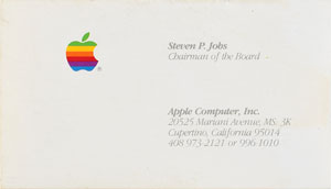 Lot #6151 Steve Jobs Business Card