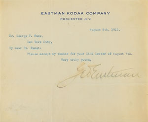 Lot #6091 George Eastman Typed Letter Signed - Image 1