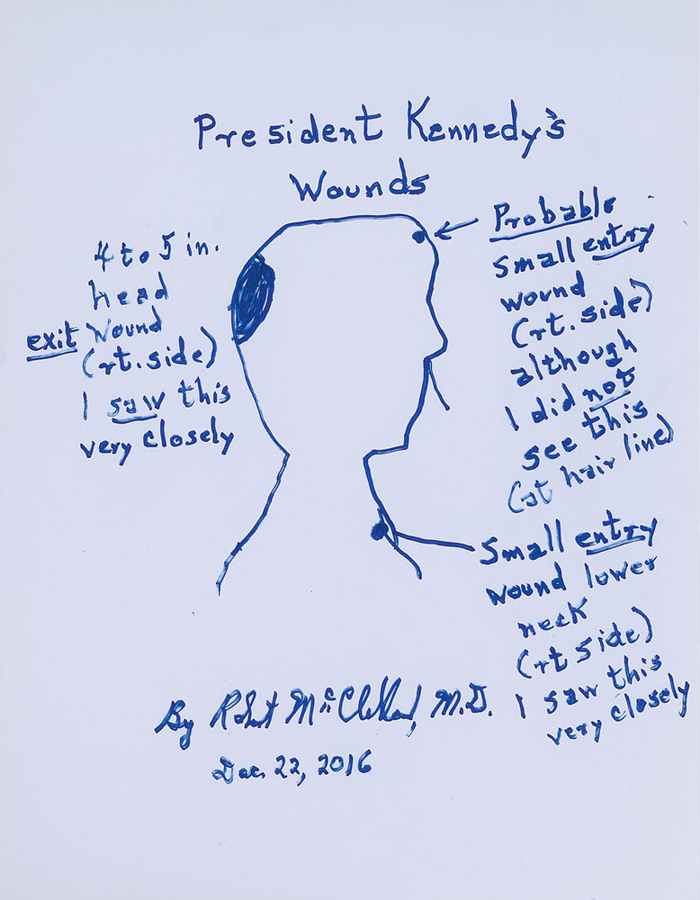 John F. Kennedy Assassination: Dr. Robert McClelland Signed Sketch |
