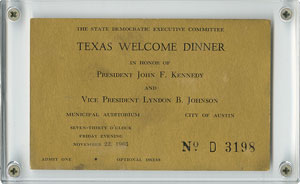 Lot #83 John F. Kennedy Texas Welcome Dinner Invitation and Ticket - Image 2