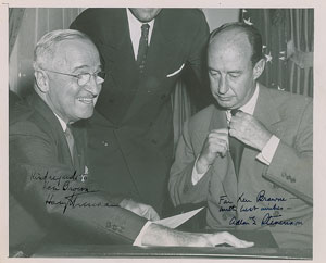 Lot #180 Harry S. Truman and Adlai Stevenson - Image 1