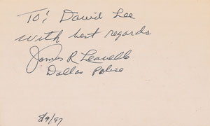 Lot #84 James Leavelle Handwritten Statement and Signature - Image 1