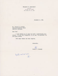 Lot #99 Robert F. Kennedy Typed Letter Signed