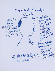 Lot #34 John F. Kennedy Assassination: Dr. Robert McClelland Signed Sketch - Image 1