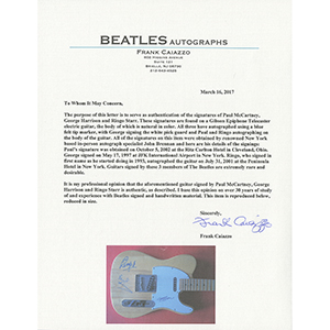 Lot #6053  Beatles: McCartney, Harrison, and Starr Signed Guitar - Image 2