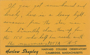 Lot #295 Harlow Shapley Autograph Letters Signed (3) - Image 4