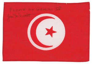 Lot #8077  Gemini 4 Flown Tunisian Flag Signed by Jim McDivitt - Image 1