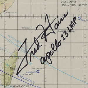 Lot #8305  Apollo 13 Signed Earth Orbit Chart - Image 2