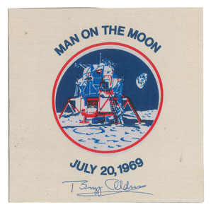 Lot #8374 Buzz Aldrin Signed Beta Patch - Image 1