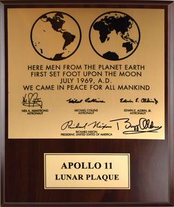 Lot #8171 Buzz Aldrin Signed Apollo 11 Lunar Plaque
