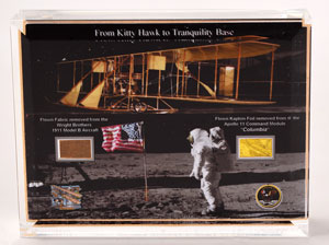 Lot #8191  Apollo 11 and Wright Flyer Artifact Display - Image 1