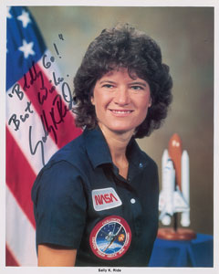 Lot #8535 Sally Ride Signed Book and Photograph