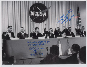Lot #8025 Scott Carpenter and Wally Schirra Signed Photograph - Image 1