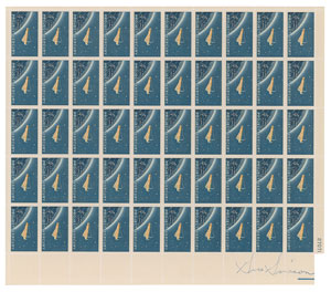 Lot #8029 Gus Grissom Signed Stamp Sheet