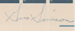 Lot #8029 Gus Grissom Signed Stamp Sheet - Image 2