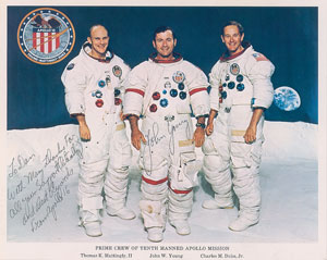 Lot #8463  Apollo 16 Pair of Signed Photographs - Image 1