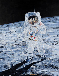 Lot #8548 Ron Woods Original Painting of Buzz Aldrin - Image 1