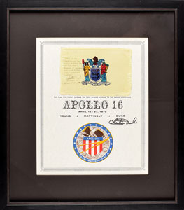 Lot #8340 Charlie Duke's Apollo 16 Flown New Jersey Flag - Image 1