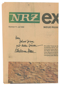 Lot #8510 Wernher von Braun Signed Newspaper - Image 1