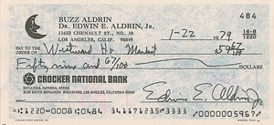 Lot #8377 Buzz Aldrin Signed Check