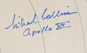 Lot #8278 Michael Collins and Charlie Duke Signed Apollo Trajectory Chart - Image 1