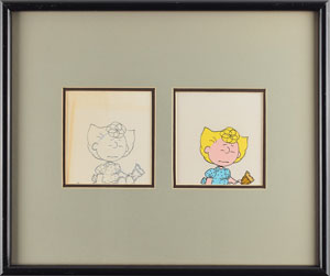Lot #1073 Sally production cel and drawing from Peanuts - Image 1