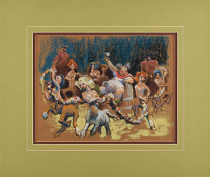 Lot #973 Bacchus, Centaurs, and Centaurettes pastel concept drawing from Fantasia - Image 2
