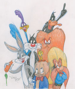 Lot #1057 Bugs Bunny and friends original drawing by Virgil Ross - Image 1