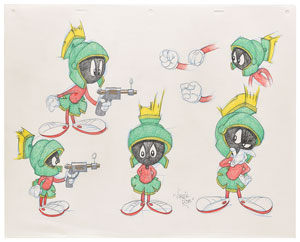 Lot #1052 Marvin the Martian color model drawing by Virgil Ross - Image 1