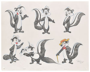 Lot #1053 Pepé Le Pew color model drawing by