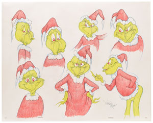 Lot #1056 The Grinch color model drawing by Virgil Ross - Image 1