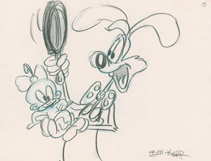 Lot #1042 Roger Rabbit and Baby Herman production storyboard drawing from Tummy Trouble Signed by Bill Kopp - Image 1
