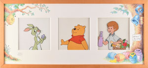 Lot #1039 Winnie the Pooh, Rabbit, and Christopher Robin production cels from The New Adventures of Winnie the Pooh - Image 1
