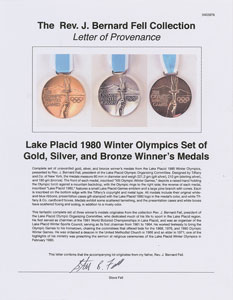 Lot #8092  Lake Placid 1980 Winter Olympics Set of Gold, Silver, and Bronze Winner’s Medals - Image 6