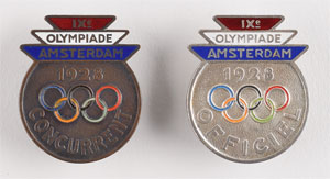 Lot #8030  Amsterdam 1928 Summer Olympics Official and Participant Badges - Image 1