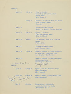Lot #4122 John F. Kennedy Hand-Annotated Senate Schedule - Image 2