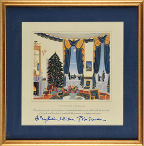 Lot #4151 Bill and Hillary Clinton Signed Christmas Print - Image 2