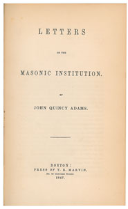 Lot #4049 John Quincy Adams Signed Book: 'Letters on the Masonic Institution' - Image 3