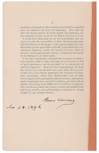 Lot #4068 Grover Cleveland Signed Booklet: 'Princeton Sesquicentennial Celebration Speech' - Image 2