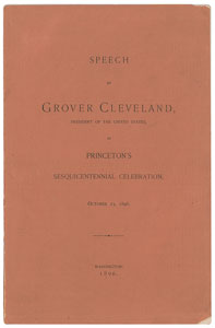 Lot #4068 Grover Cleveland Signed Booklet: 'Princeton Sesquicentennial Celebration Speech' - Image 3