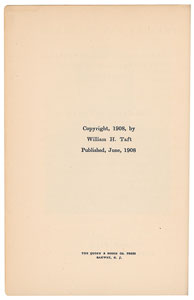 Lot #4075 William H. Taft Signed Book: 'Present Day Problems' - Image 4