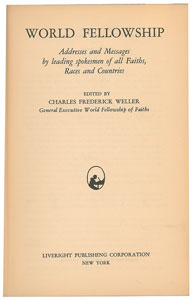 Lot #4091 Franklin D. Roosevelt Signed Book: 'World Fellowship' - Image 3