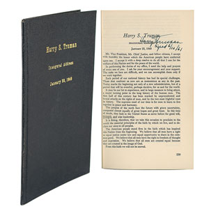 Lot #4099 Harry S. Truman Signed Book: 'Inaugural Address' - Image 1