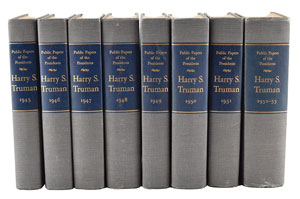 Lot #4098 Harry S. Truman Signed Book Set: 'Public Papers' in Eight Volumes - Image 1